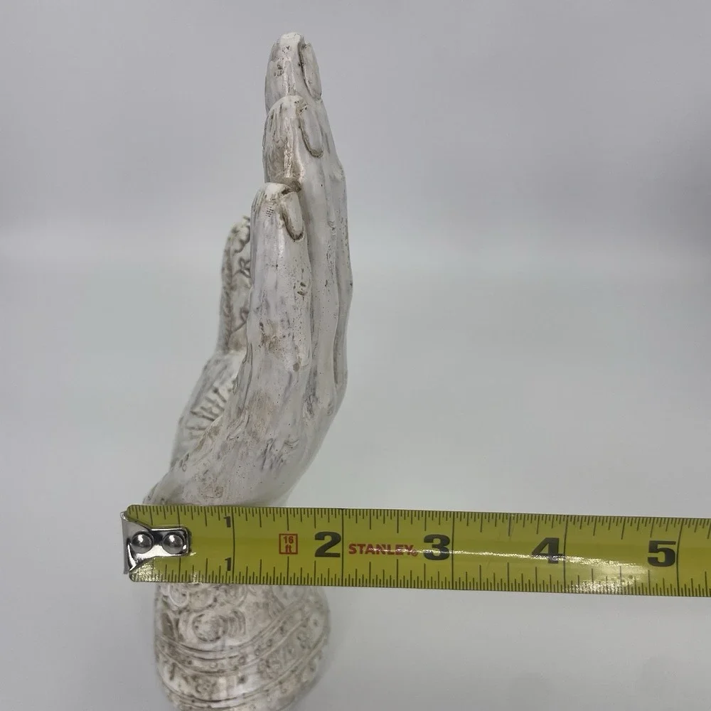 Hamsa Hand of Fatima Protection Statue~ Spiritual Palmistry 7" Carved Resin - Picture 9 of 9